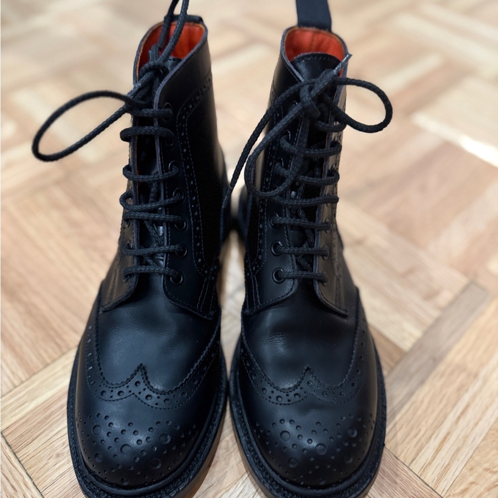 Trickers Black Leather Brogue Boots